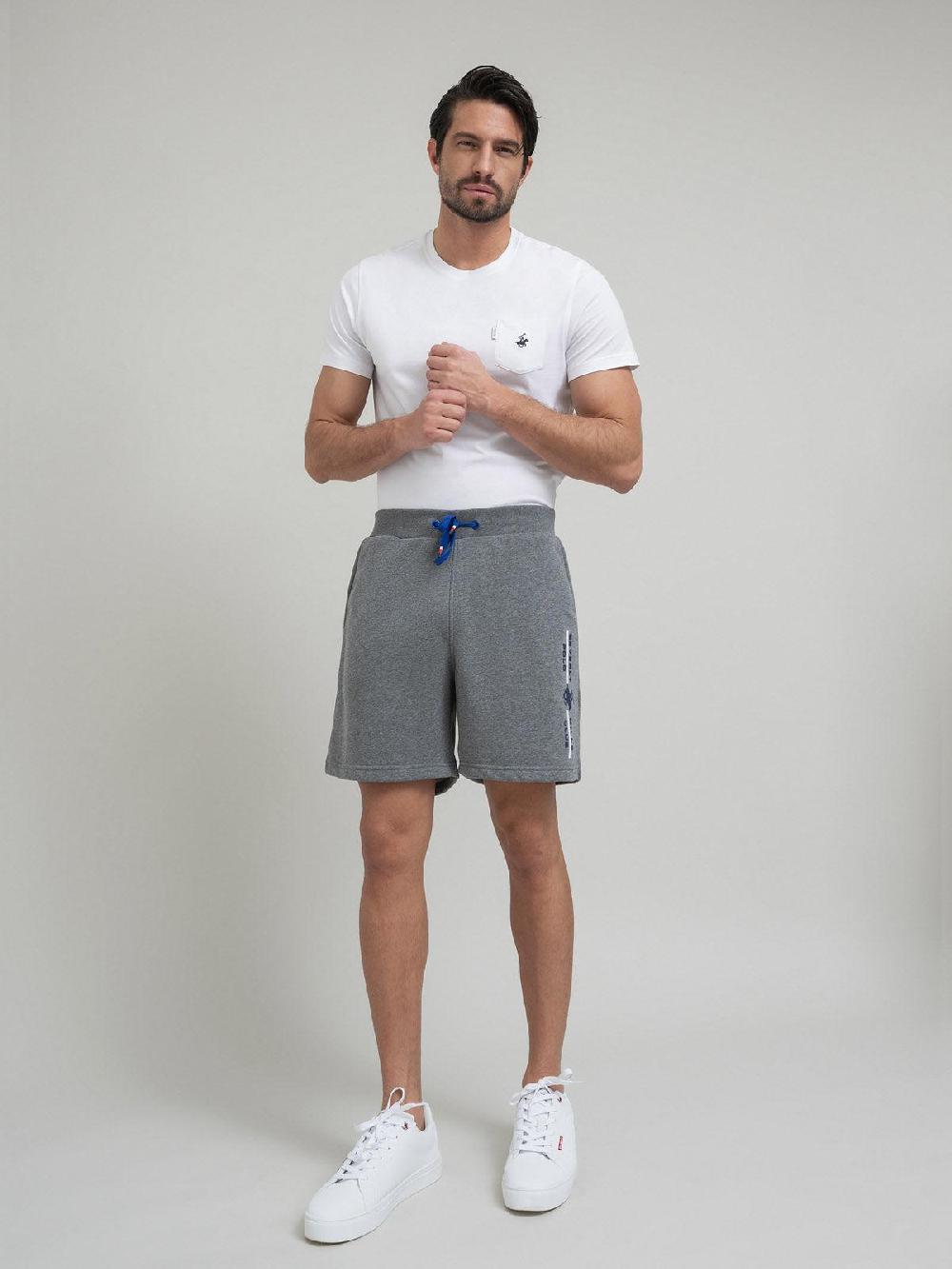 beverly hills polo club POLO CLUB STRIPE LOGO FLEECE SHORTS ANTHRACITE