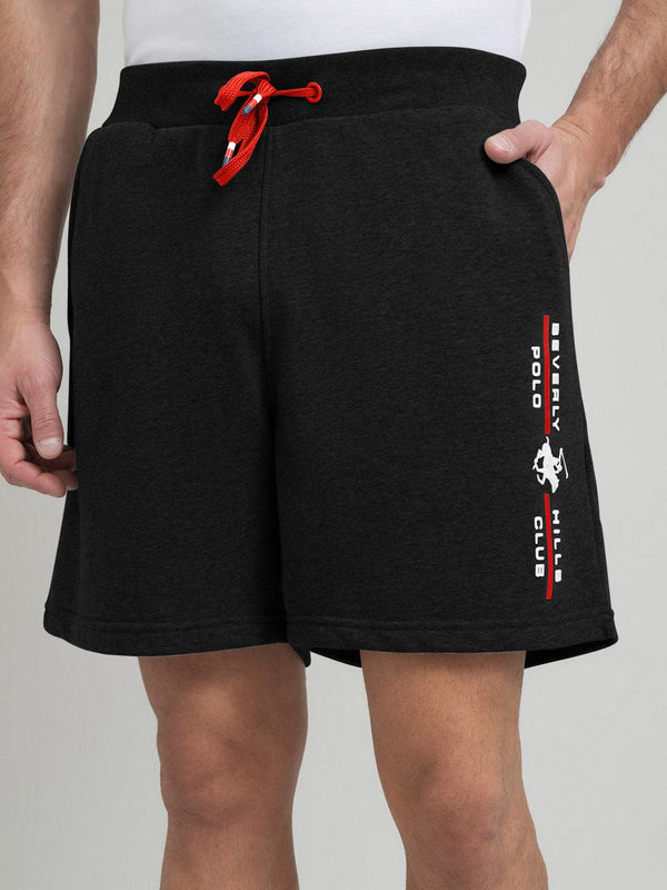 Beverly Hills Polo Club POLO CLUB STRIPE LOGO FLEECE SHORTS BLACK