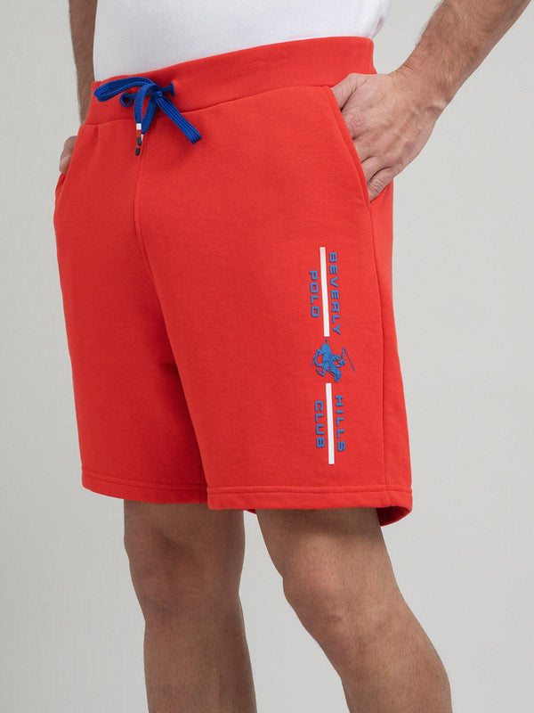 Beverly Hills Polo Club POLO CLUB STRIPE LOGO FLEECE SHORTS RED
