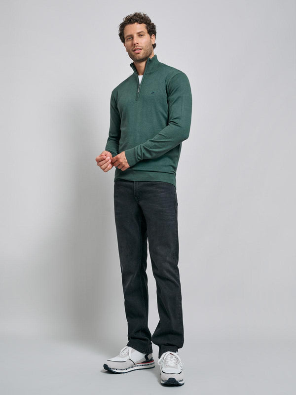 Beverly Hills Polo Club POLO PONY 1/4 ZIP KNIT FOREST GREEN