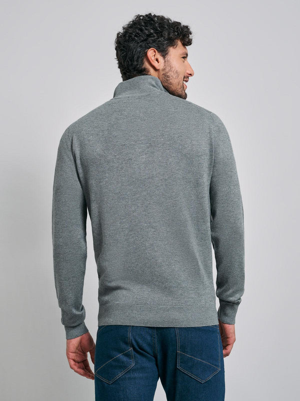 Beverly Hills Polo Club POLO PONY 1/4 ZIP KNIT GREY MELANGE