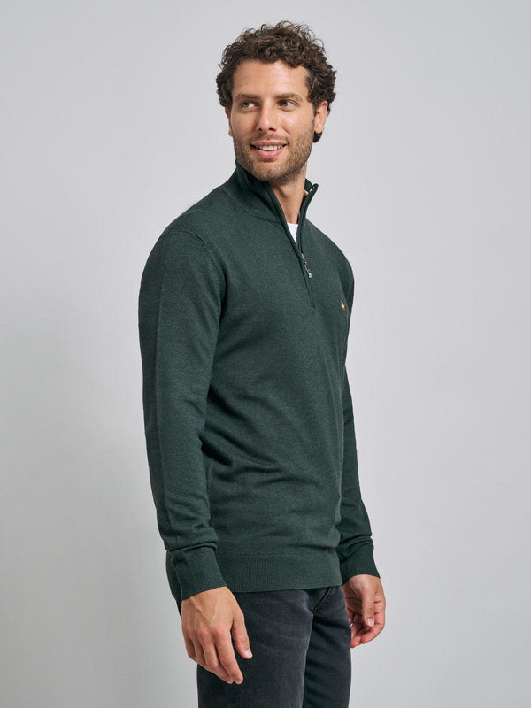Beverly Hills Polo Club POLO PONY 1/4 ZIP KNIT HUNTER GREEN