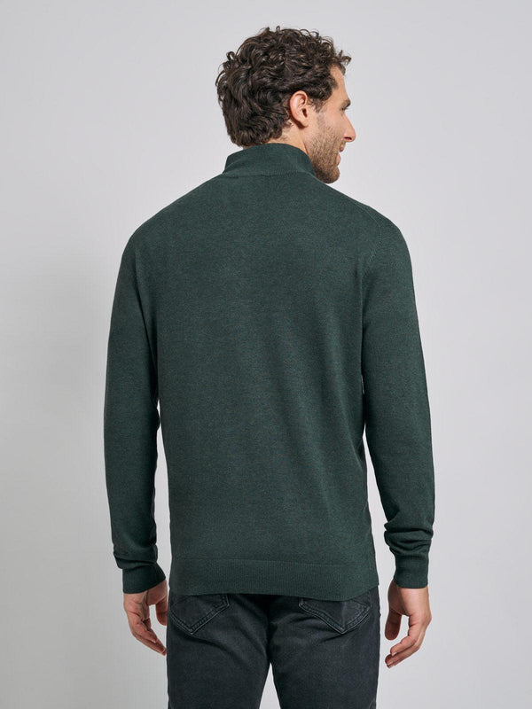 Beverly Hills Polo Club POLO PONY 1/4 ZIP KNIT HUNTER GREEN