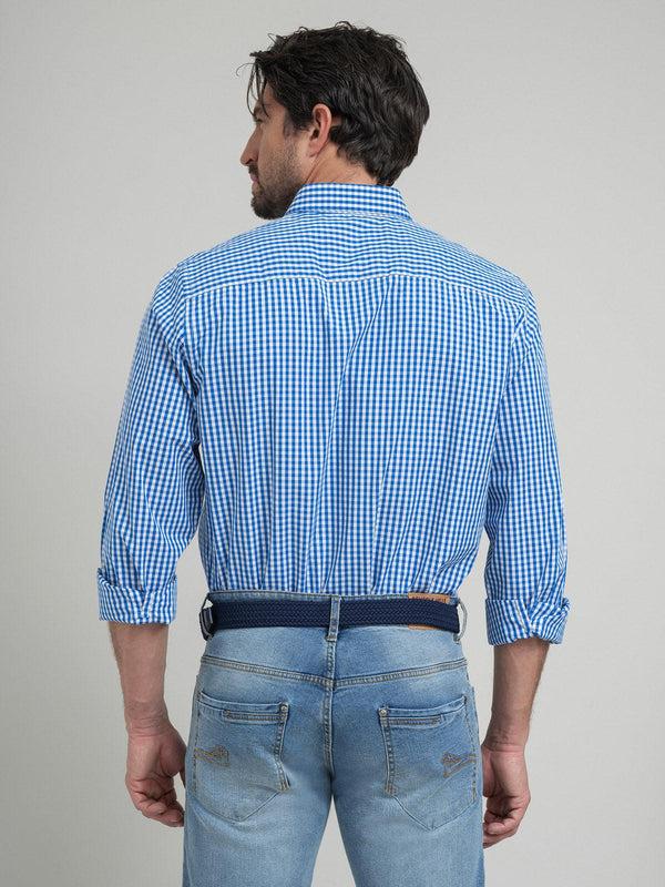 Beverly Hills Polo Club POLO PONY BUTTON DOWN CHECK SHIRT BLUE