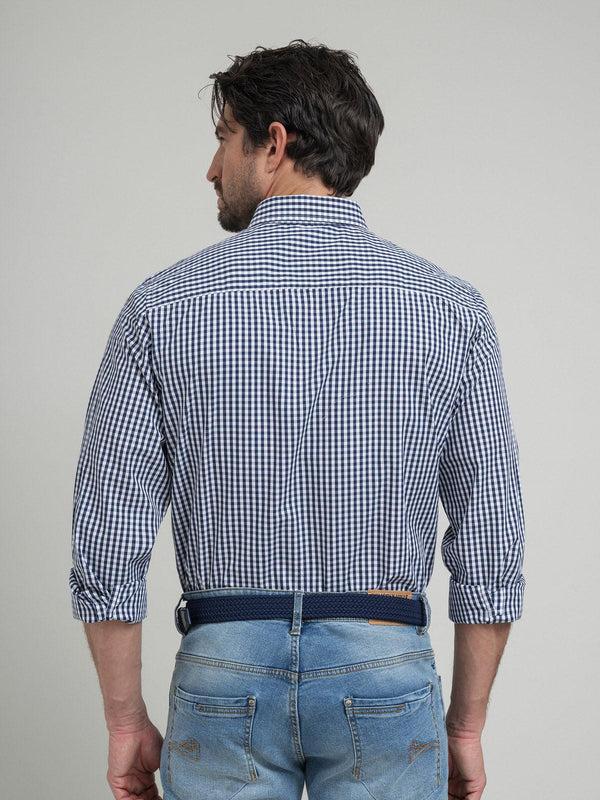 Beverly Hills Polo Club POLO PONY BUTTON DOWN CHECK SHIRT NAVY