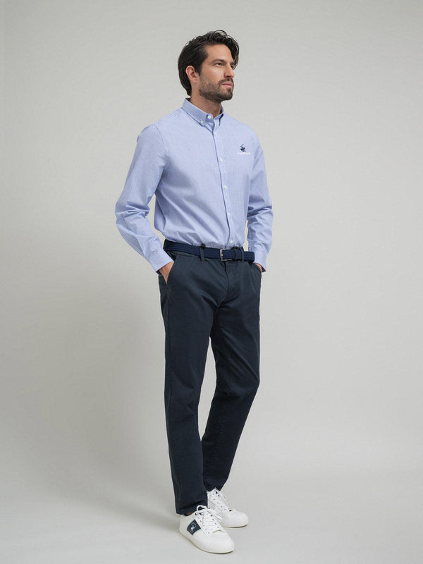 Beverly Hills Polo Club POLO PONY BUTTON DOWN SHIRT BLUE STRIPE