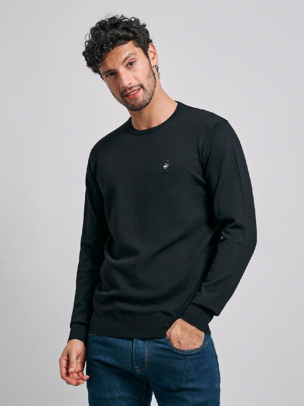 beverly hills polo club POLO PONY CREW NECK KNIT BLACK