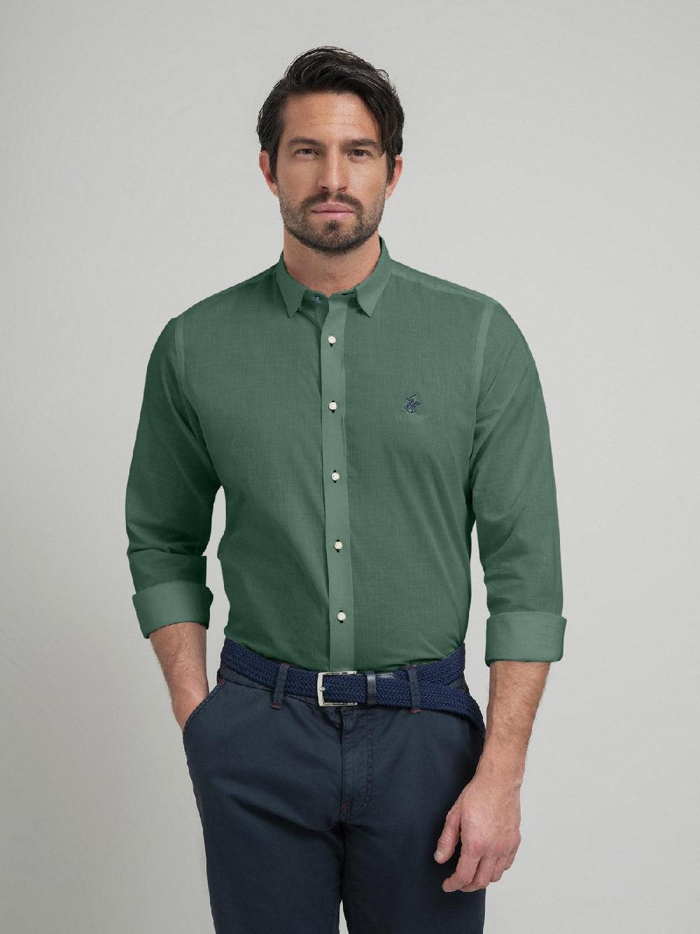 beverly hills polo club POLO PONY FORMAL SHIRT ARMY GREEN