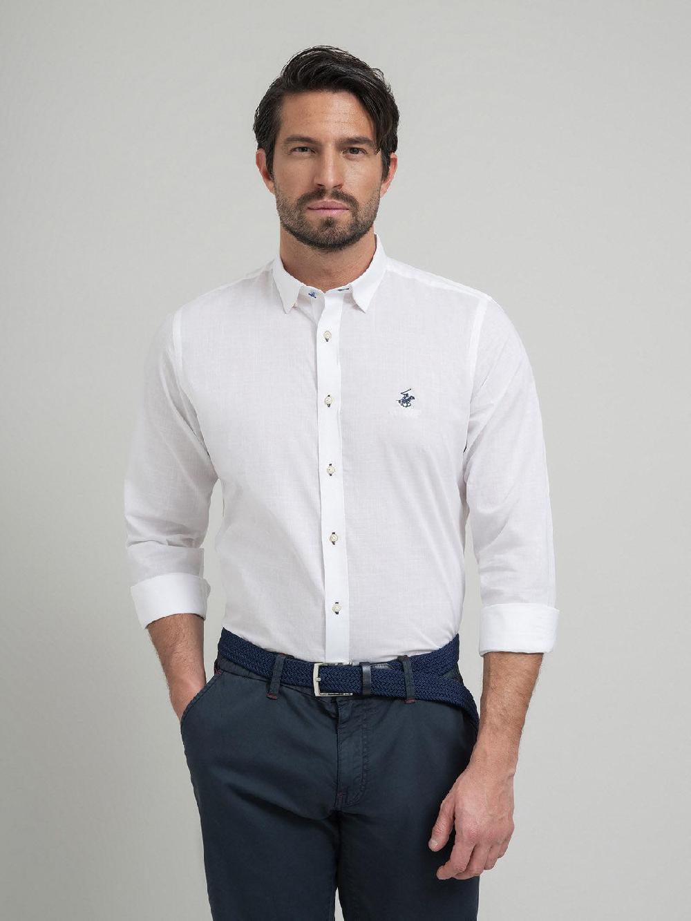 beverly hills polo club POLO PONY FORMAL SHIRT WHITE