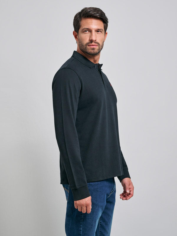 Beverly Hills Polo Club POLO PONY LS POLO SHIRT BLACK