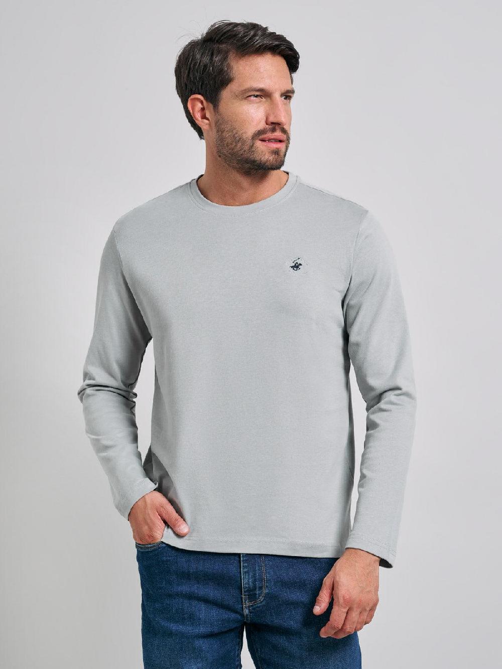 beverly hills polo club POLO PONY LS T-SHIRT STEEL GREY