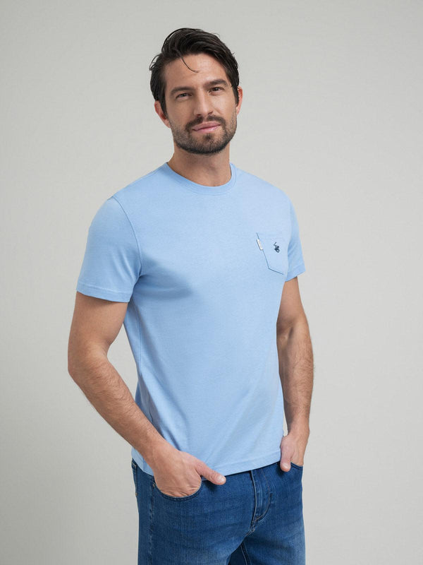 Beverly Hills Polo Club POLO PONY POCKET T-SHIRT BLUE SKY