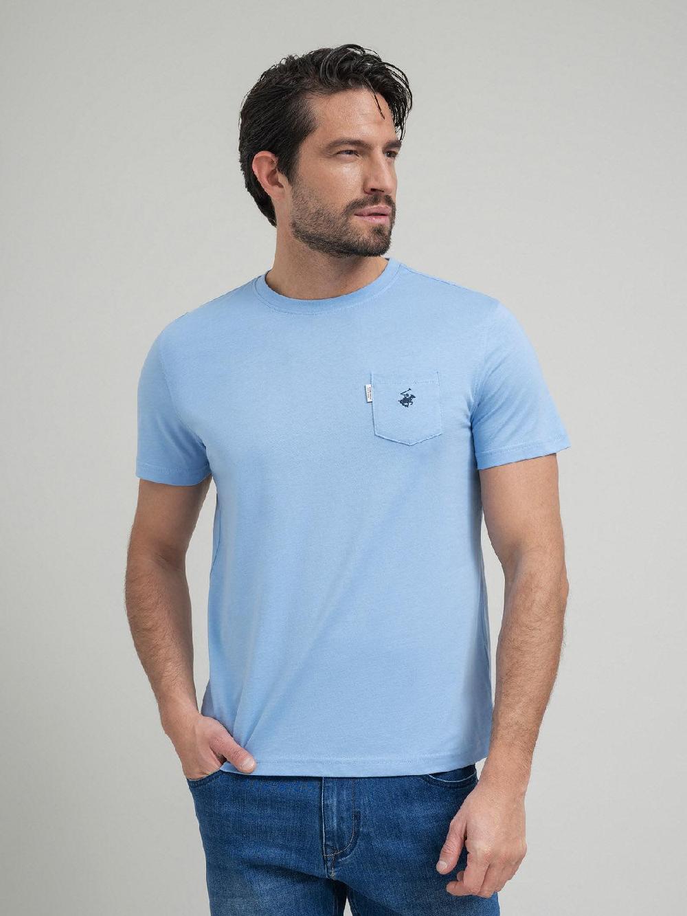 beverly hills polo club POLO PONY POCKET T-SHIRT BLUE SKY