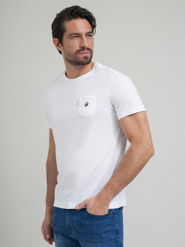 Beverly Hills Polo Club POLO PONY POCKET T-SHIRT WHITE