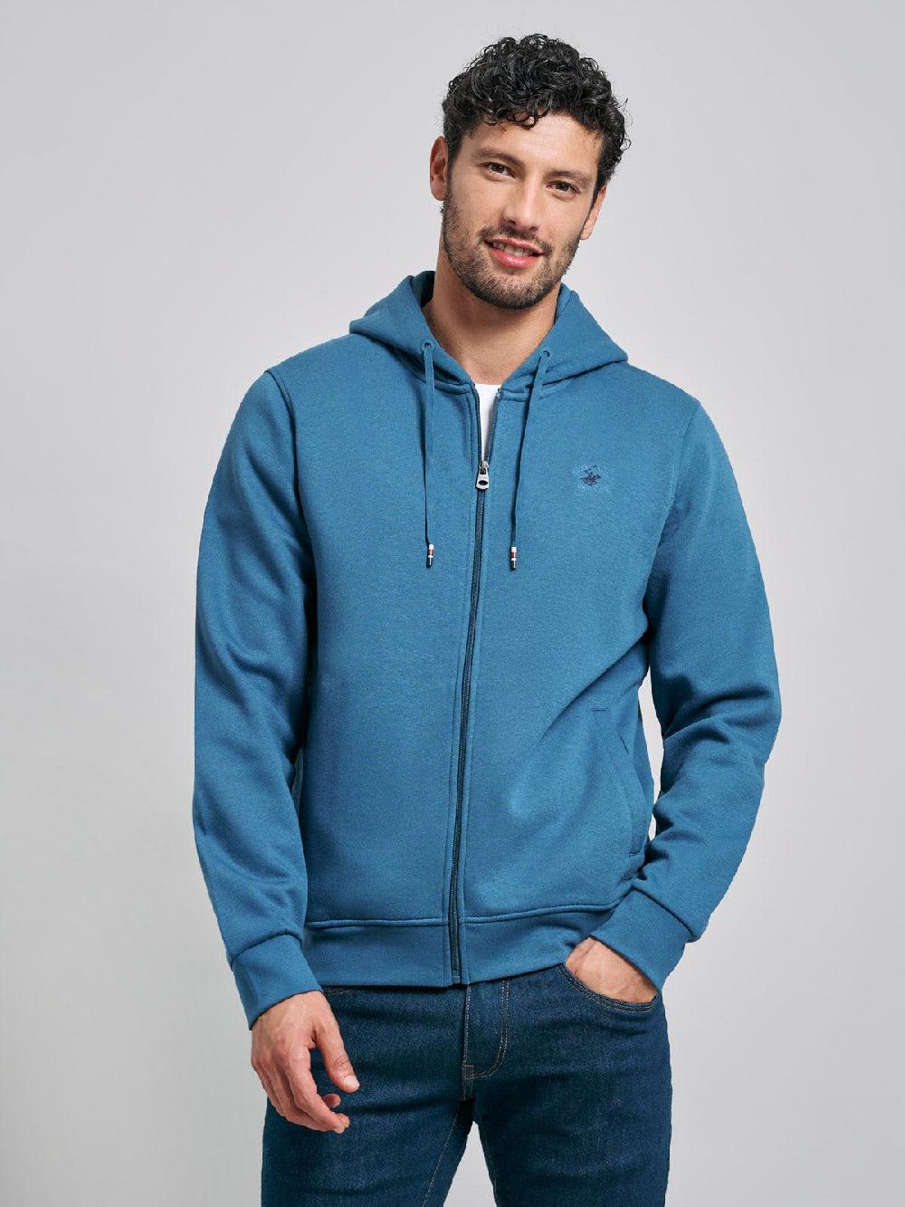 beverly hills polo club POLO PONY ZIP HOODIE MARINE BLUE