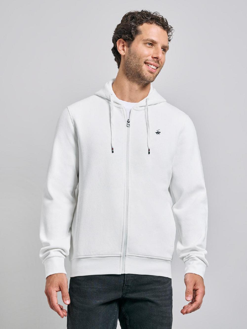 beverly hills polo club POLO PONY ZIP HOODIE WINTER WHITE