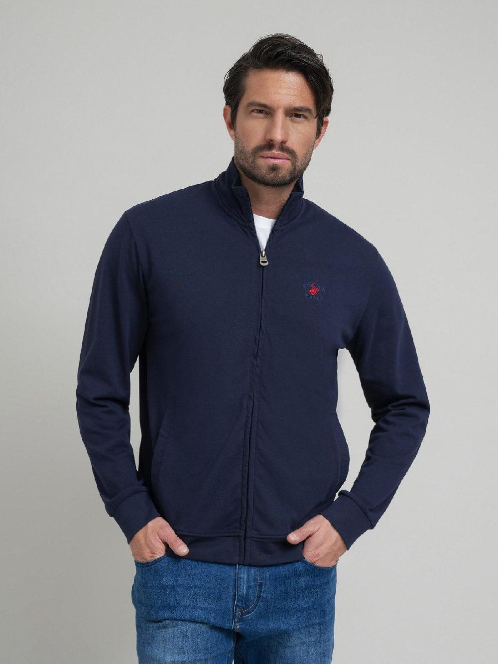 beverly hills polo club POLO PONY ZIP SWEAT DARK NAVY