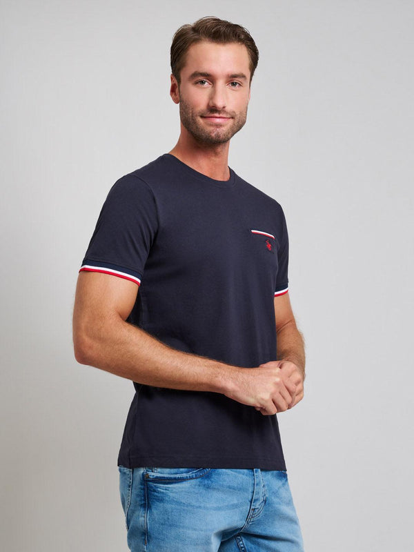 Beverly Hills Polo Club RIBBED FALSE POCKET MODERN SLIM FIT T-SHIRT DARK NAVY