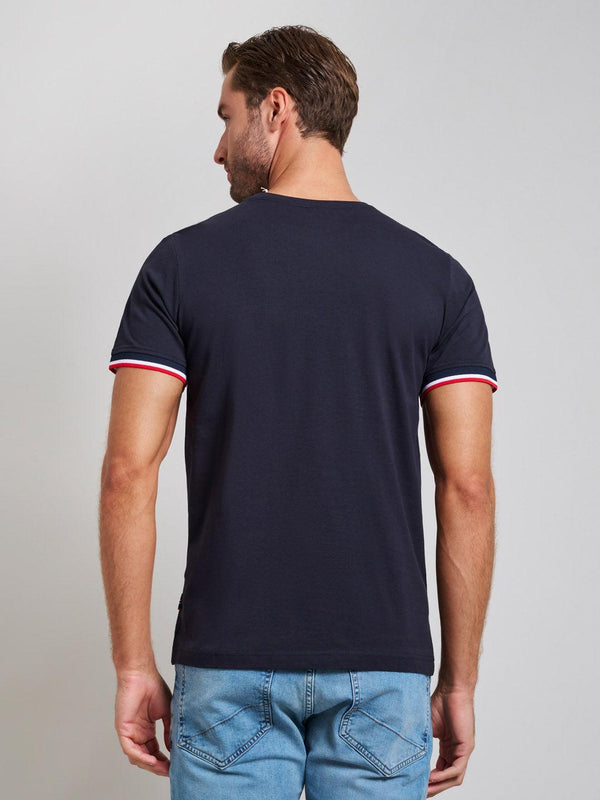 Beverly Hills Polo Club RIBBED FALSE POCKET MODERN SLIM FIT T-SHIRT DARK NAVY