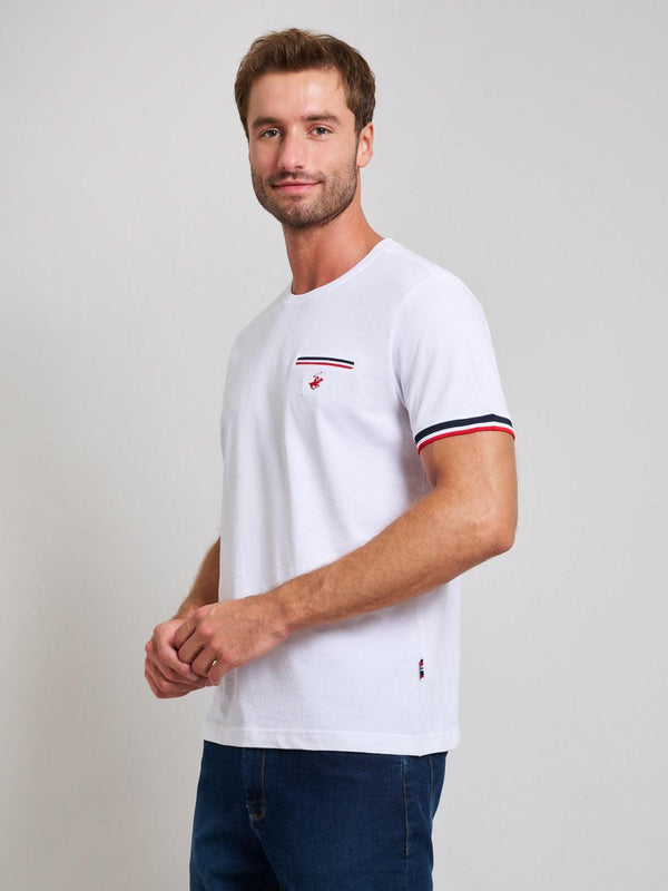 Beverly Hills Polo Club RIBBED FALSE POCKET MODERN SLIM FIT T-SHIRT GHOST WHITE