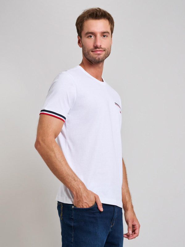 Beverly Hills Polo Club RIBBED FALSE POCKET MODERN SLIM FIT T-SHIRT GHOST WHITE