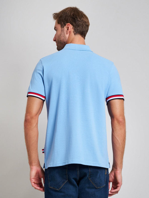 Beverly Hills Polo Club RIBBED SLEEVE MODERN SLIM FIT POLO SHIRT BREEZE BLUE