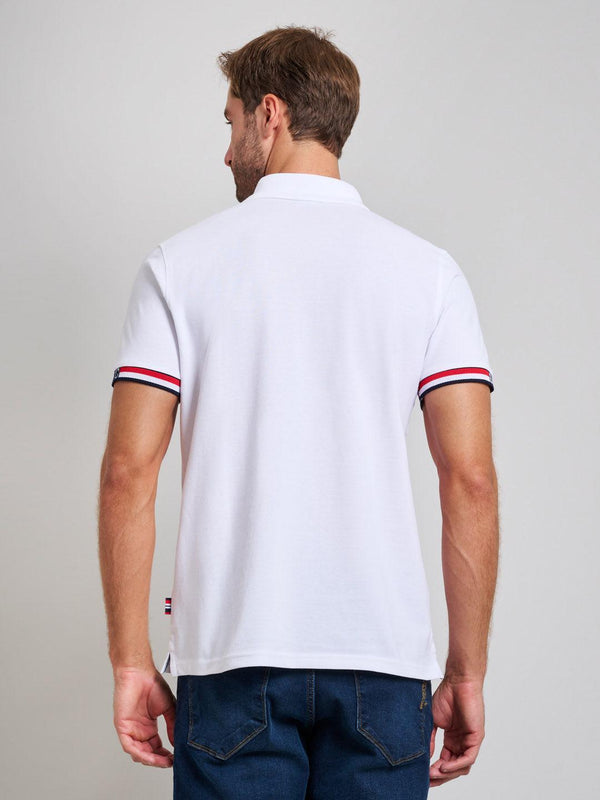 Beverly Hills Polo Club RIBBED SLEEVE MODERN SLIM FIT POLO SHIRT GHOST WHITE