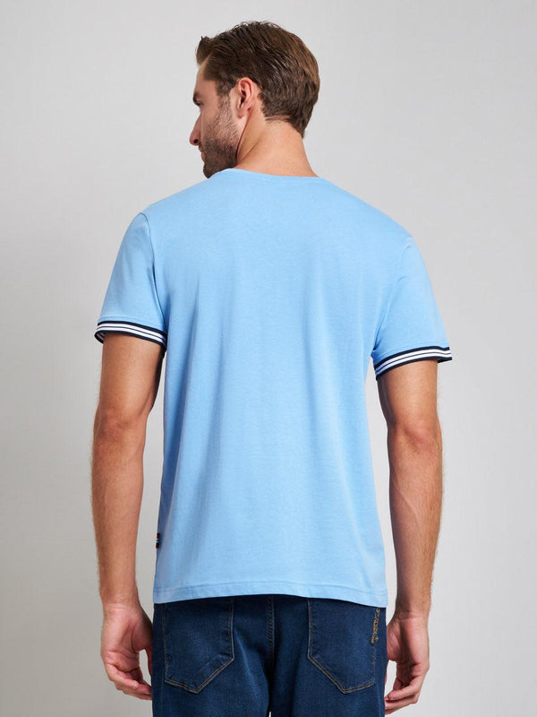 Beverly Hills Polo Club RIBBED SLEEVE MODERN SLIM FIT T-SHIRT BREEZE BLUE