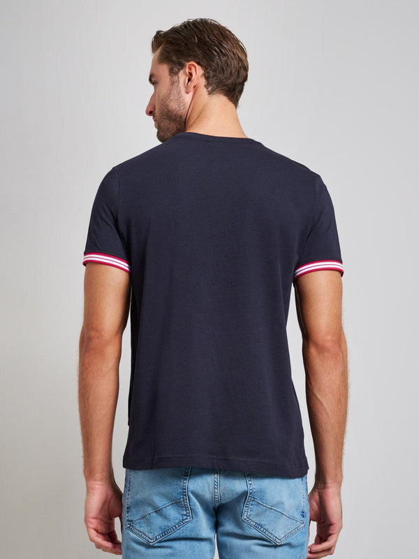 Beverly Hills Polo Club RIBBED SLEEVE MODERN SLIM FIT T-SHIRT DARK NAVY