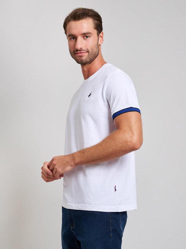 Beverly Hills Polo Club RIBBED SLEEVE MODERN SLIM FIT T-SHIRT GHOST WHITE