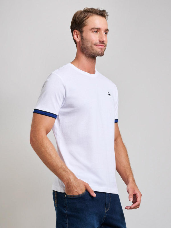 Beverly Hills Polo Club RIBBED SLEEVE MODERN SLIM FIT T-SHIRT GHOST WHITE