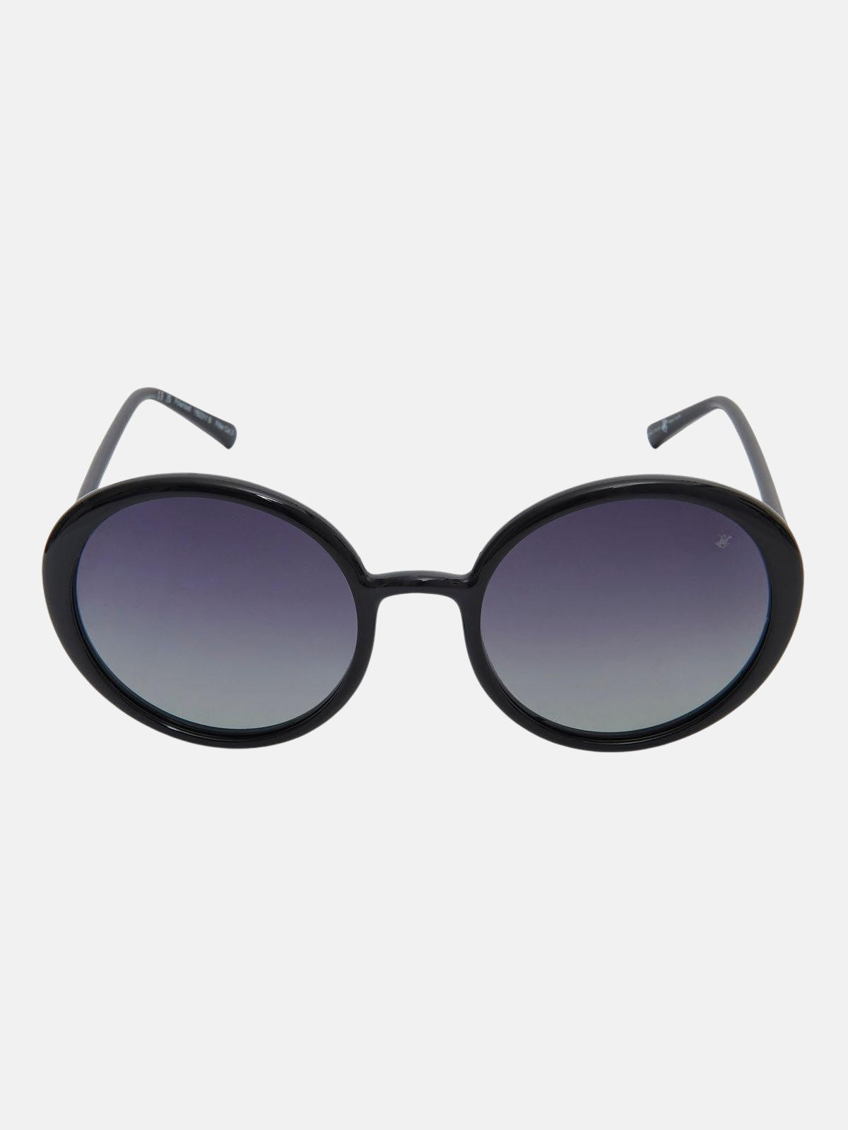 beverly hills polo club ROUNDED CATS EYE POLARISED SUNGLASSES BLACK GRADIENT GREY