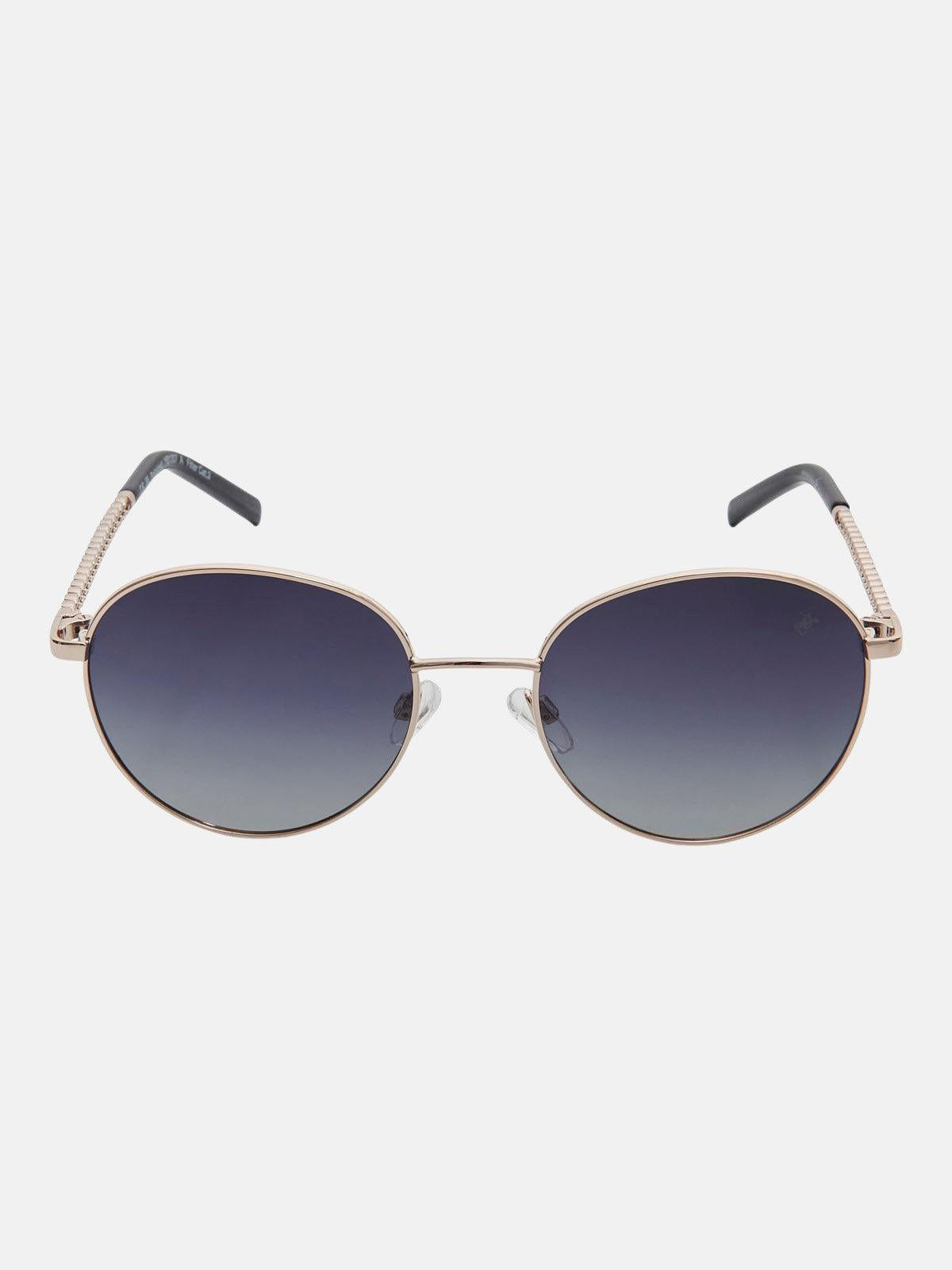 beverly hills polo club ROUNDED CHAINLINK POLARISED SUNGLASSES GOLD GRADIENT GREY