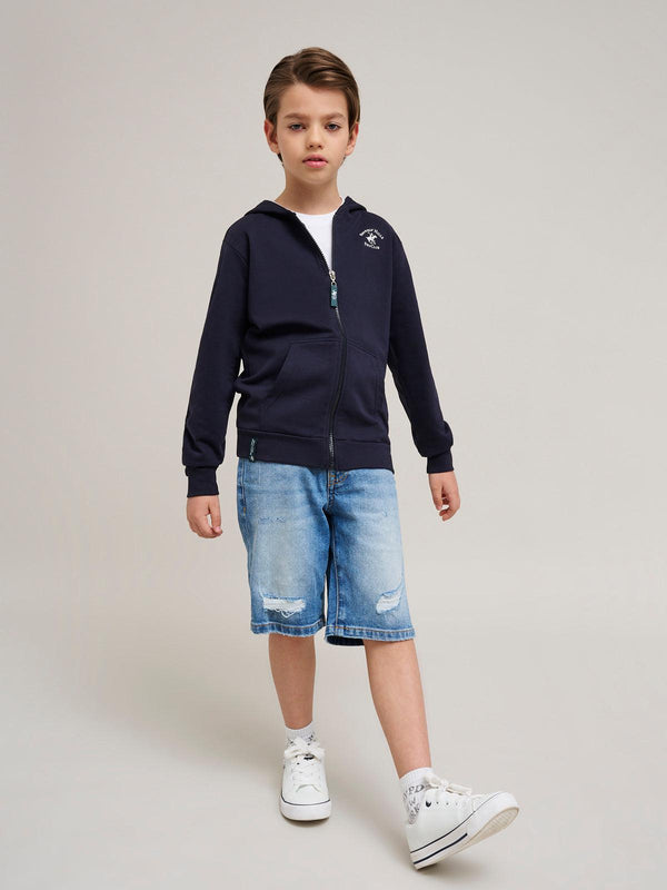 Beverly Hills Polo Club SIGNATURE POLO PONY ZIP HOODIE NAVY