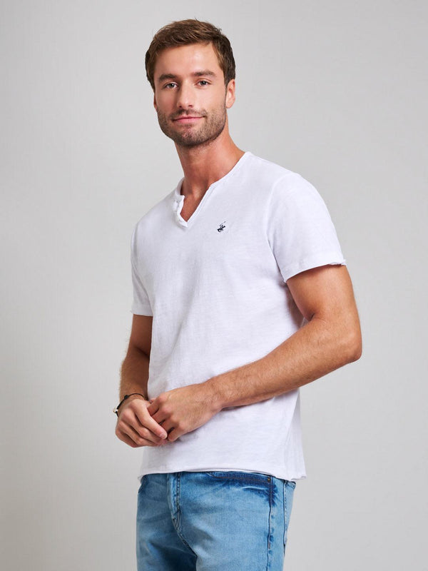 Beverly Hills Polo Club SLUB COTTON HENLEY T-SHIRT T-SHIRT GHOST WHITE
