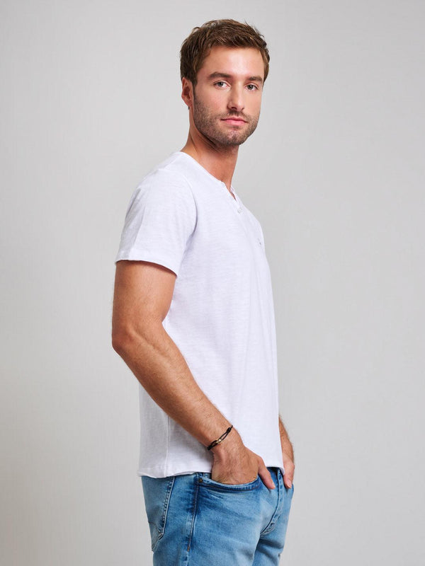 Beverly Hills Polo Club SLUB COTTON HENLEY T-SHIRT T-SHIRT GHOST WHITE