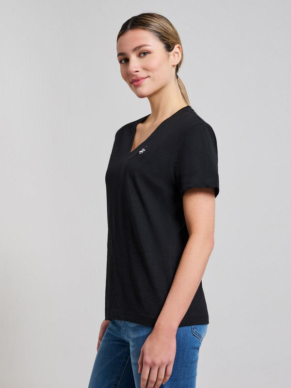 Beverly Hills Polo Club SLUB JERSEY DEEP V T-SHIRT CLUB BLACK