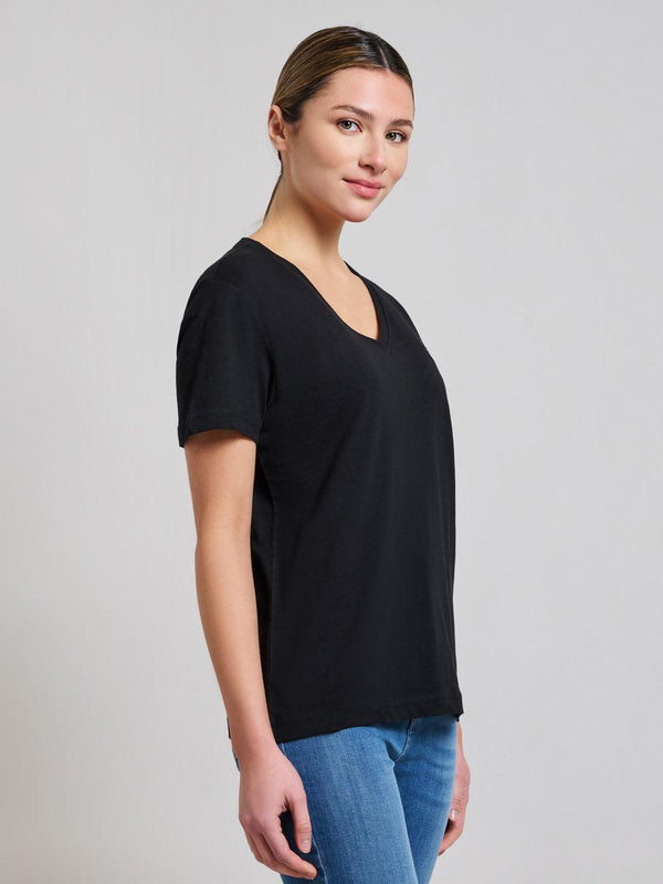Beverly Hills Polo Club SLUB JERSEY DEEP V T-SHIRT CLUB BLACK