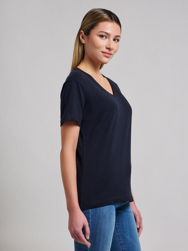 Beverly Hills Polo Club SLUB JERSEY DEEP V T-SHIRT DARK NAVY