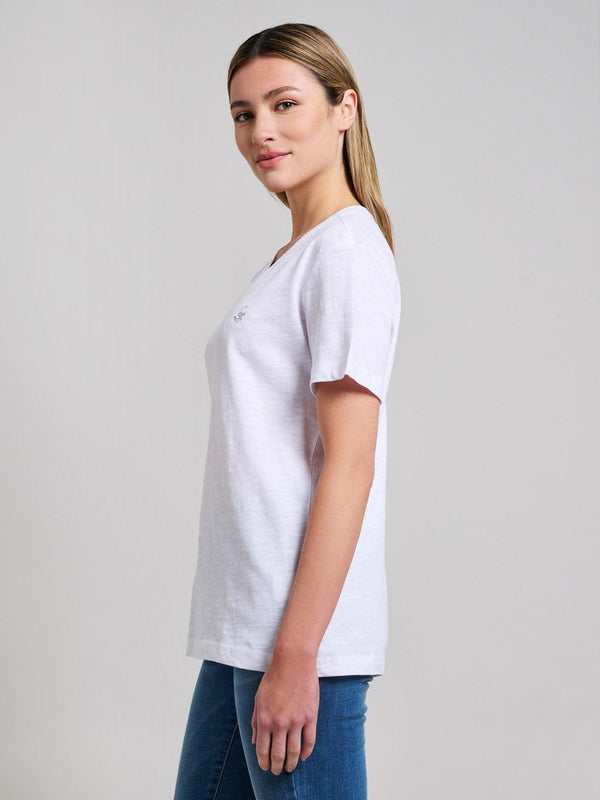 Beverly Hills Polo Club SLUB JERSEY DEEP V T-SHIRT GHOST WHITE