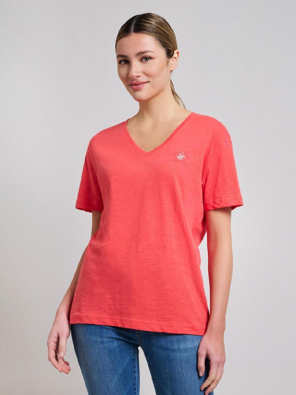 beverly hills polo club SLUB JERSEY DEEP V T-SHIRT SUNSHINE PEACH beverly hills polo club SLUB JERSEY DEEP V T-SHIRT SUNSHINE PEACH