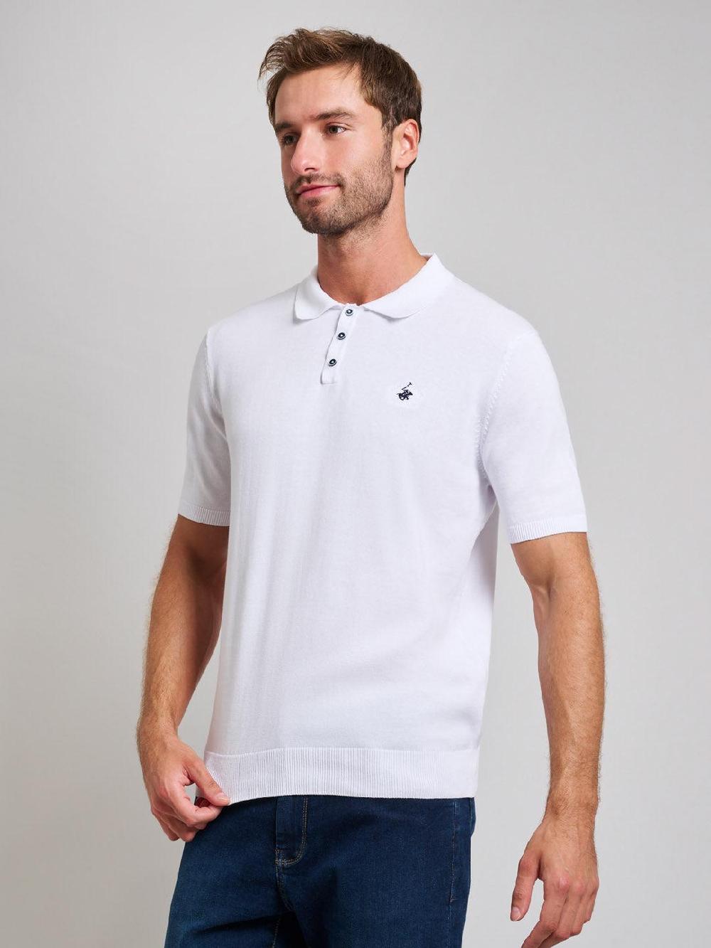 beverly hills polo club SOFT COTTON MODERN SLIM FIT POLO SHIRT GHOST WHITE