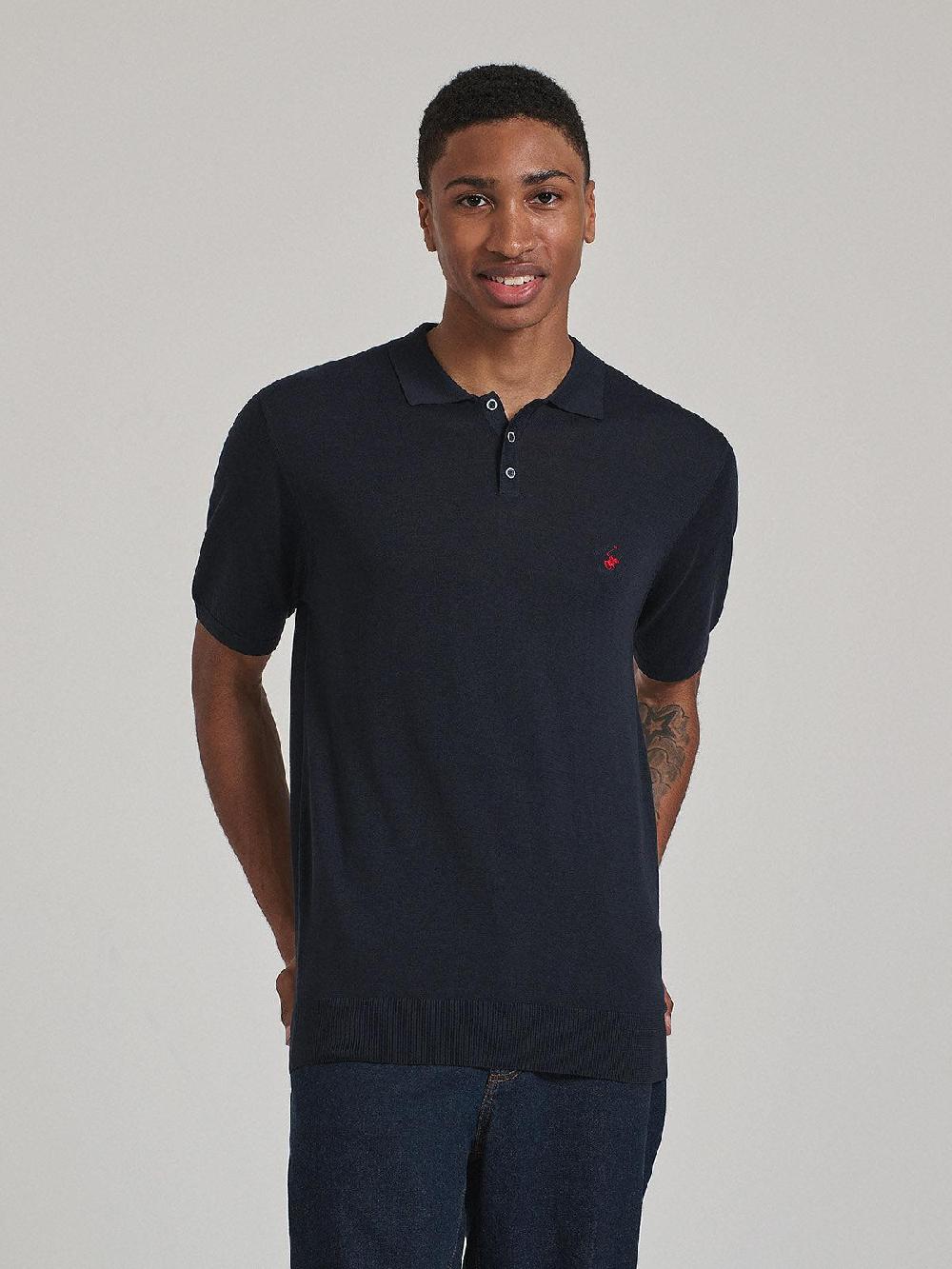 beverly hills polo club SOFT COTTON POLO SHIRT NAVY