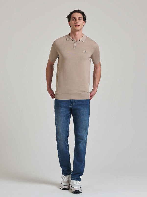 Beverly Hills Polo Club SOFT COTTON POLO SHIRT OATMEAL