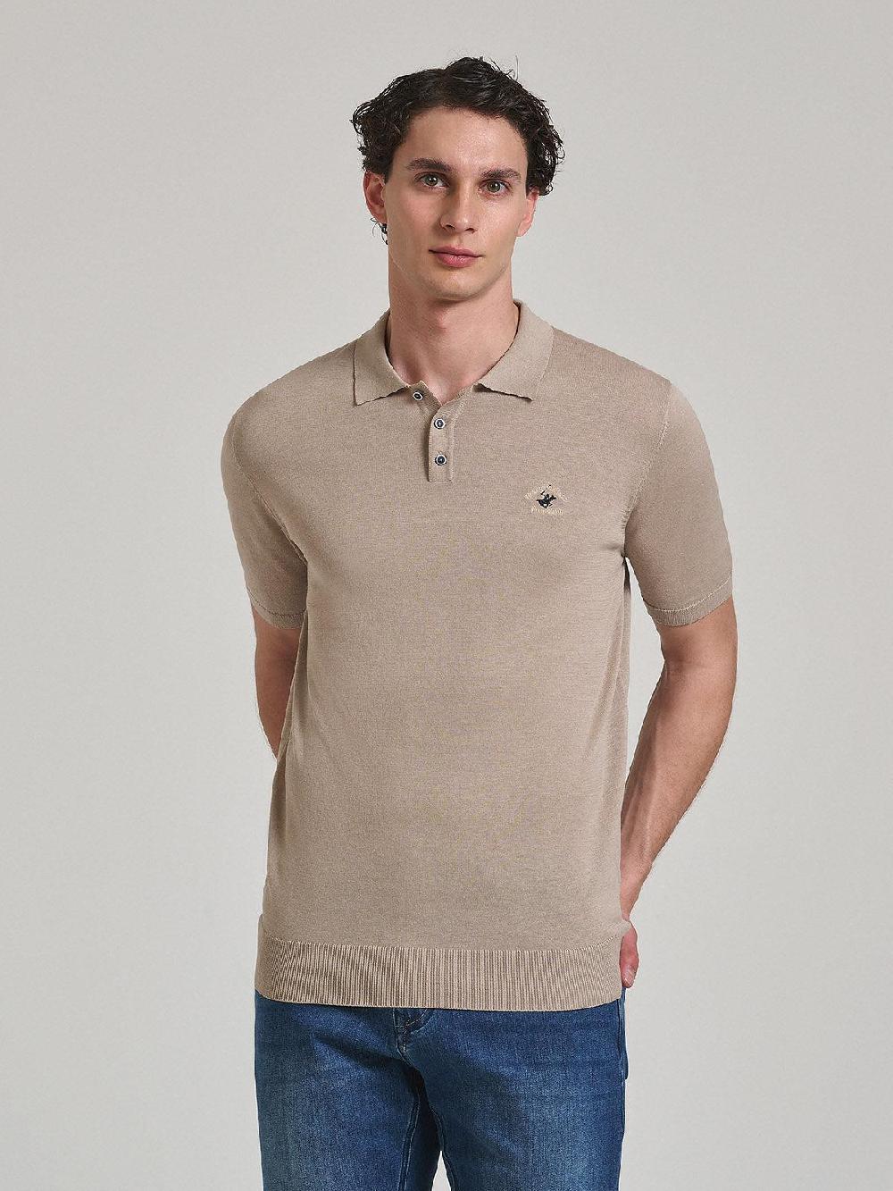 beverly hills polo club SOFT COTTON POLO SHIRT OATMEAL