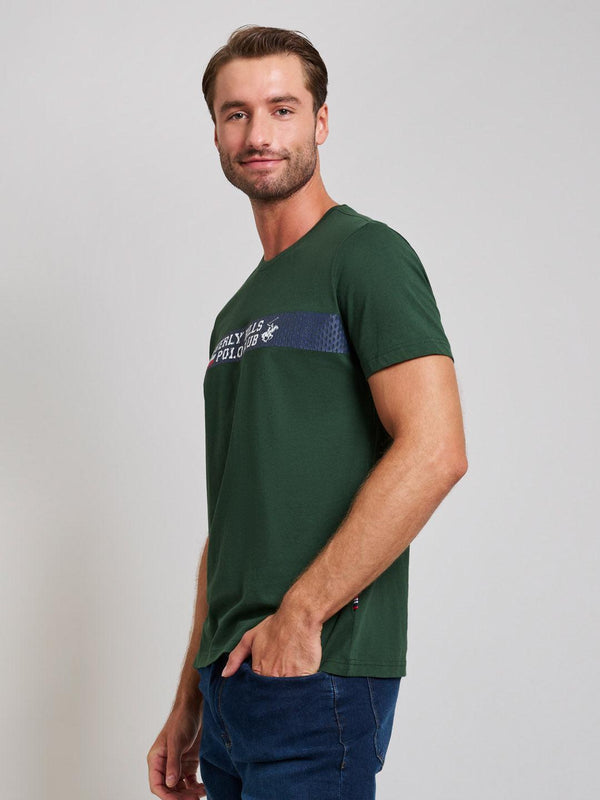 Beverly Hills Polo Club SPORT LOGO MODERN SLIM FIT T-SHIRT DARK FOREST GREEN