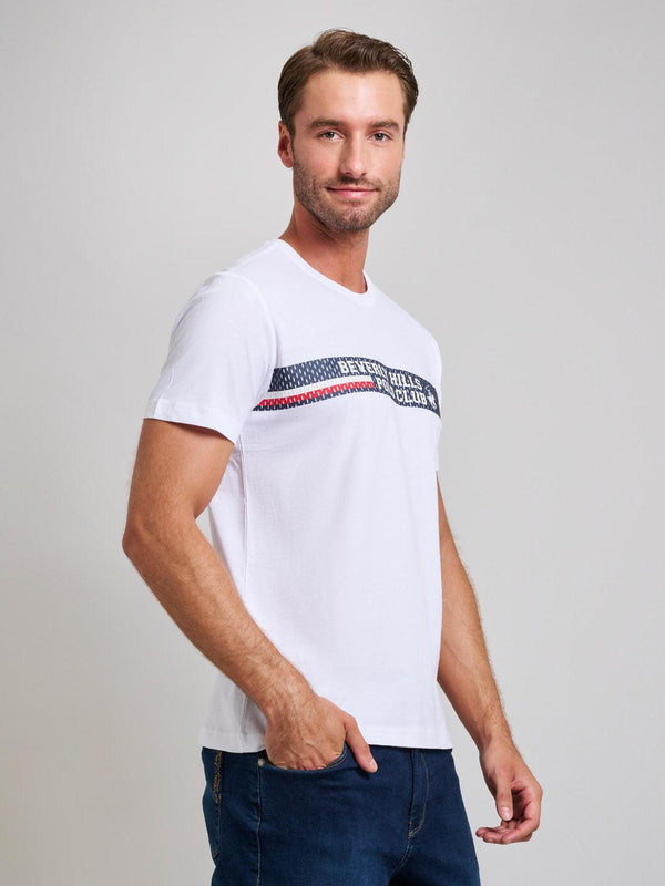Beverly Hills Polo Club SPORT LOGO MODERN SLIM FIT T-SHIRT GHOST WHITE