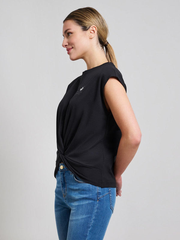 Beverly Hills Polo Club STRETCH COTTON TWISTED FRONT T-SHIRT CLUB BLACK