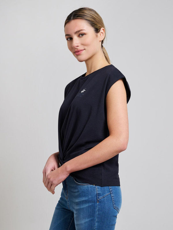 Beverly Hills Polo Club STRETCH COTTON TWISTED FRONT T-SHIRT DARK NAVY