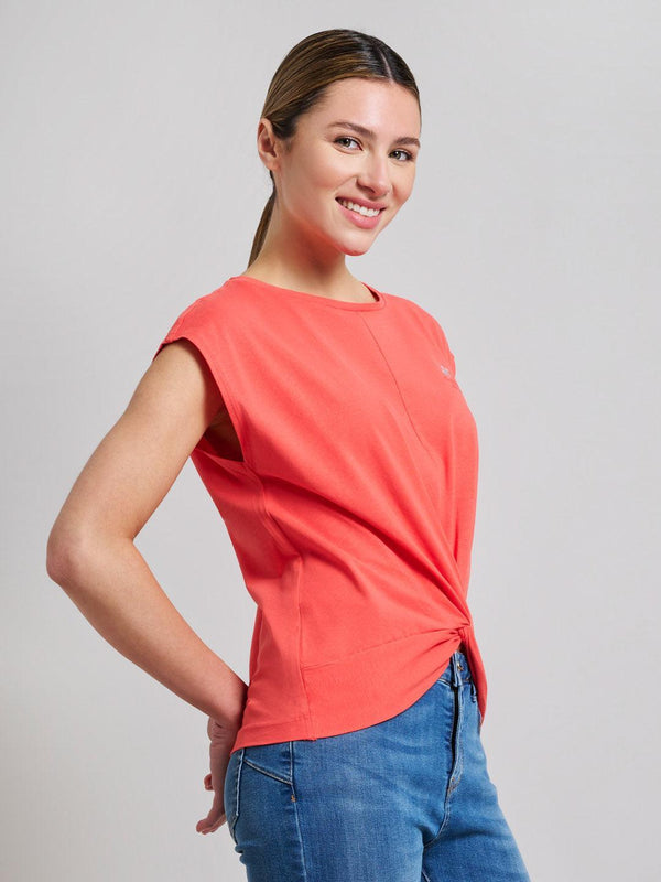 Beverly Hills Polo Club STRETCH COTTON TWISTED FRONT T-SHIRT SUNSHINE PEACH